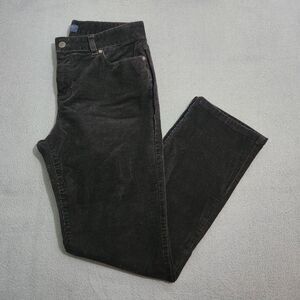 Talbots Women 10P Black Mid Rise Heritage Straight Leg Corduroy Pants